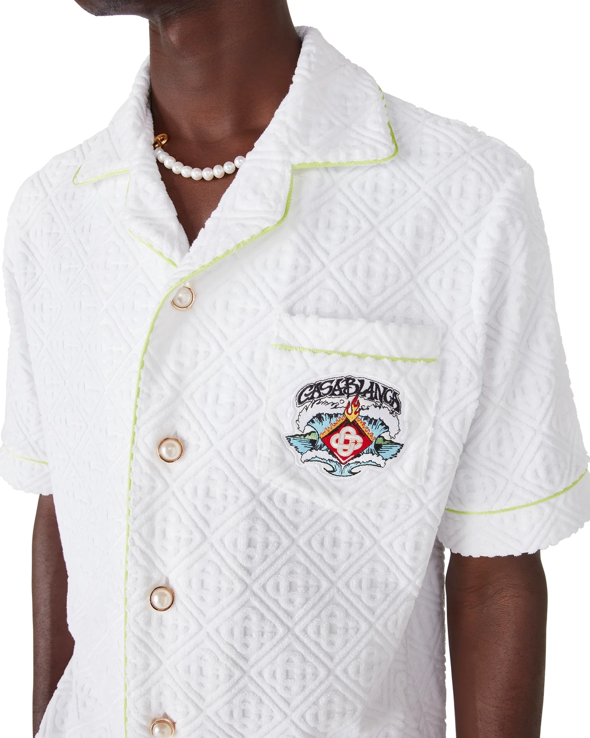 White Short Sleeve Towelling Shirt | Casablanca Paris | Image 7