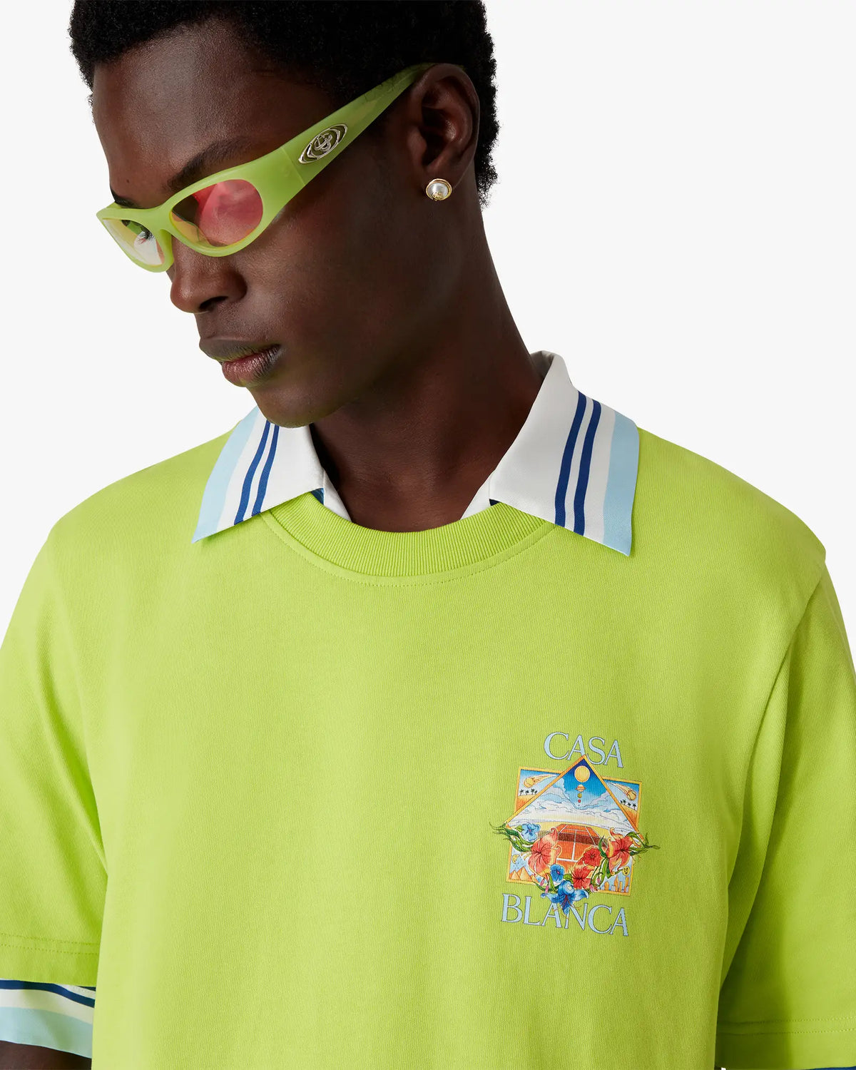 Lime Flower Court Icon Short Sleeve T-Shirt | Casablanca Paris | Image 5