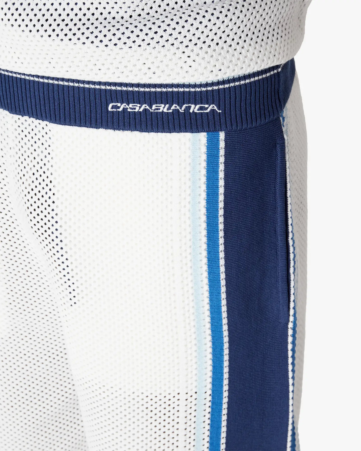 White & Blue Striped Mesh Track Shorts | Casablanca Paris | Image 5