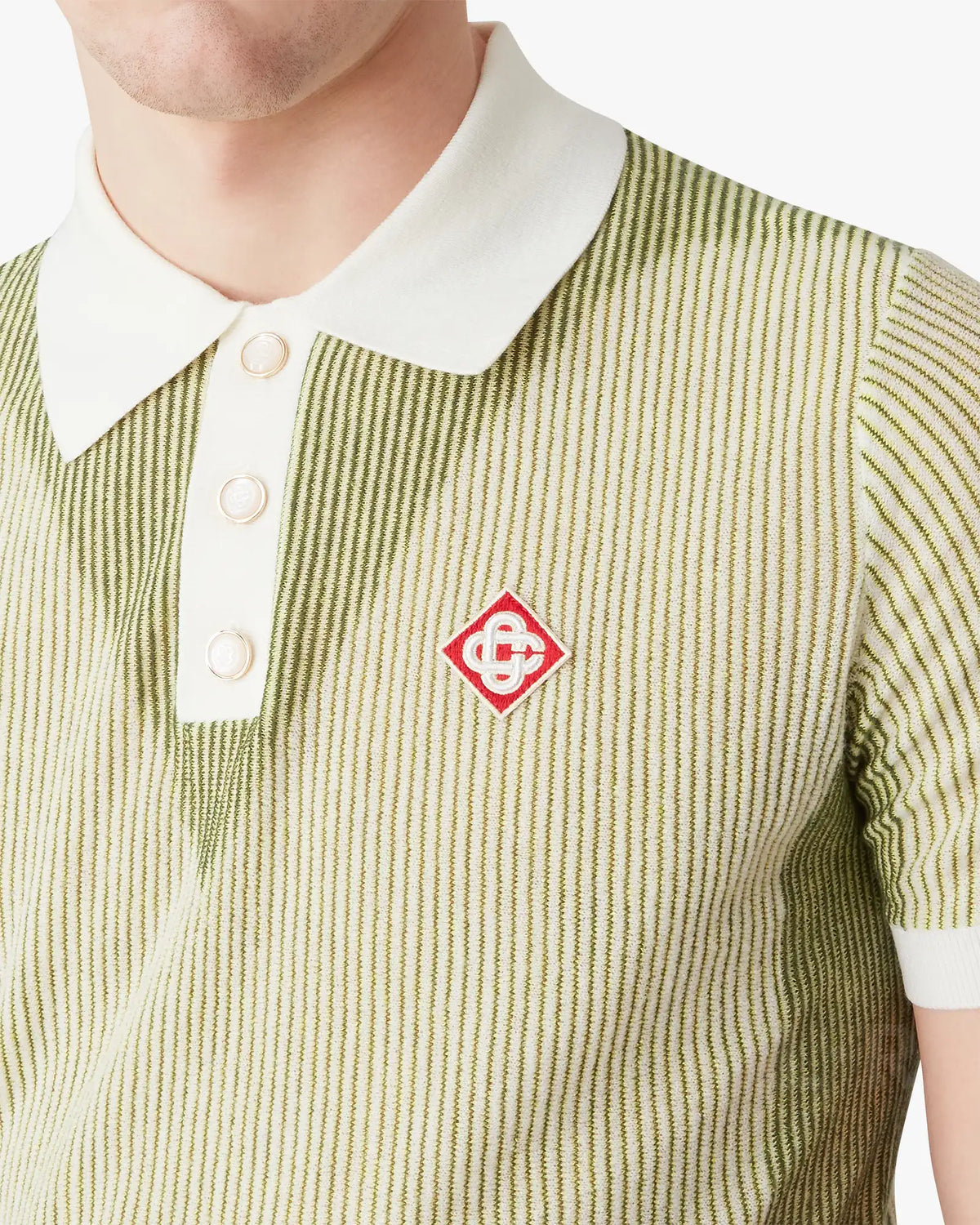 Vertical Stripe Short Sleeve Polo Shirt | Casablanca Paris | Image 5