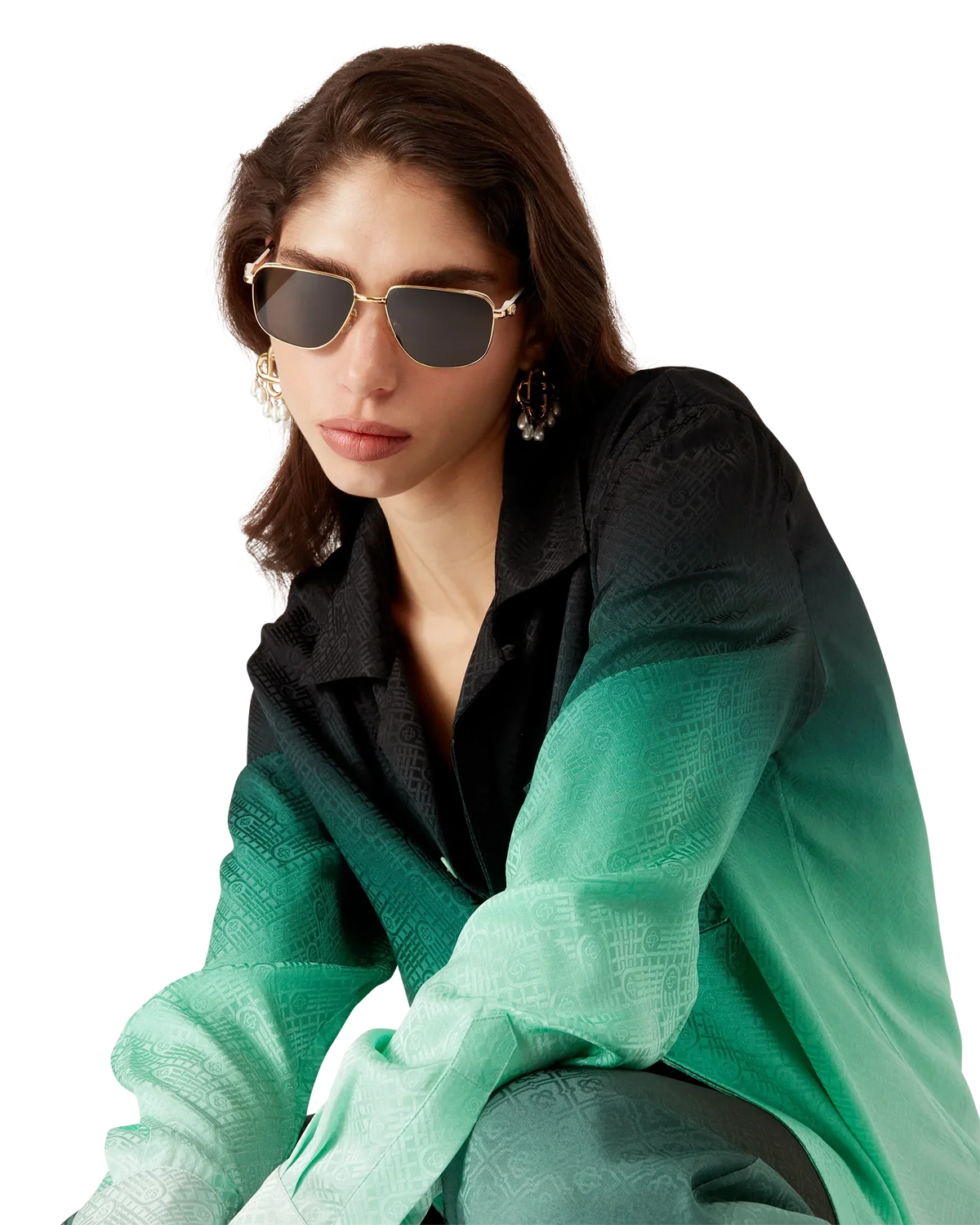 Gradient Ping Pong Jacquard Long Sleeve Silk Shirt | Casablanca Paris | Image 5
