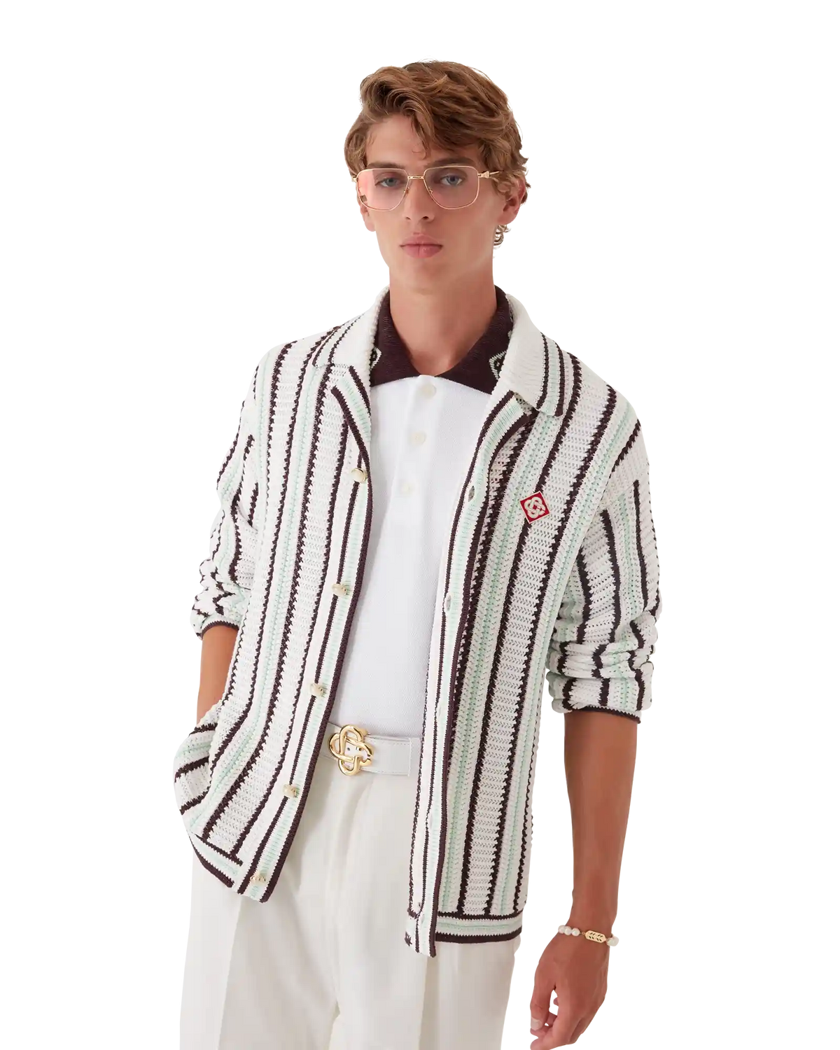 Striped Cotton Crochet Shirt | Casablanca Paris | Image 4
