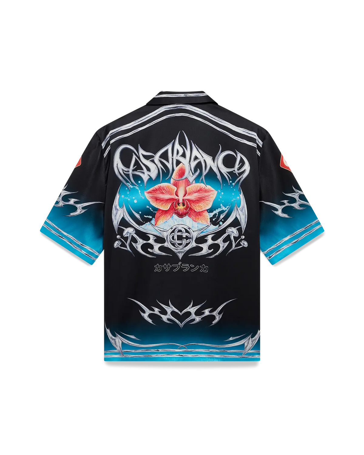 Blades Short Sleeve Silk Satin Shirt | Casablanca Paris | Image 1