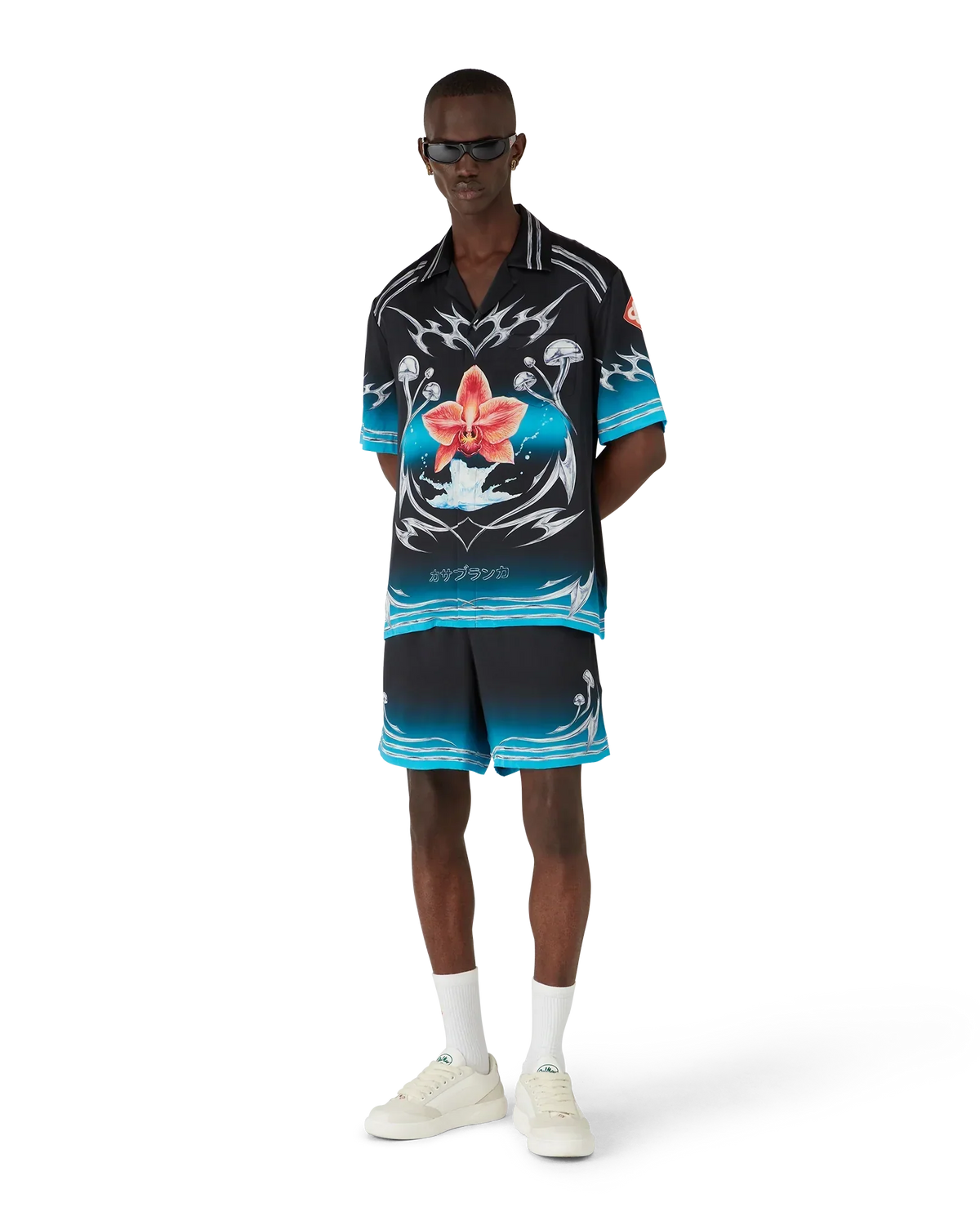 Blades Short Sleeve Silk Satin Shirt | Casablanca Paris | Image 2