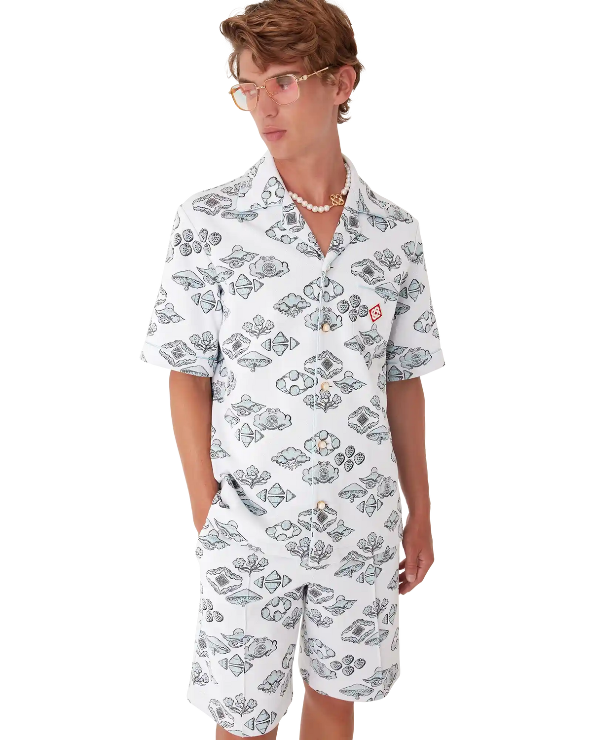 Jacquard Motif Short Sleeve Shirt | Casablanca Paris | Image 4