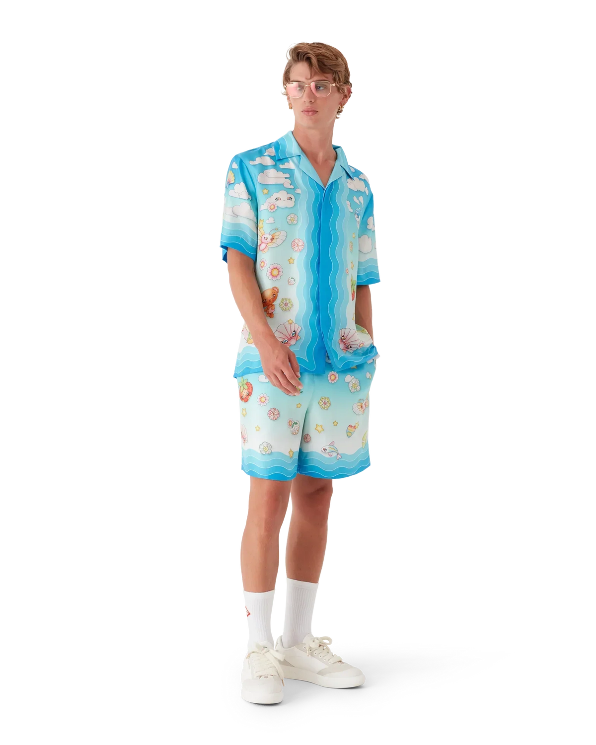 Kawaii Motif Silk Twill Shorts | Casablanca Paris | Image 2