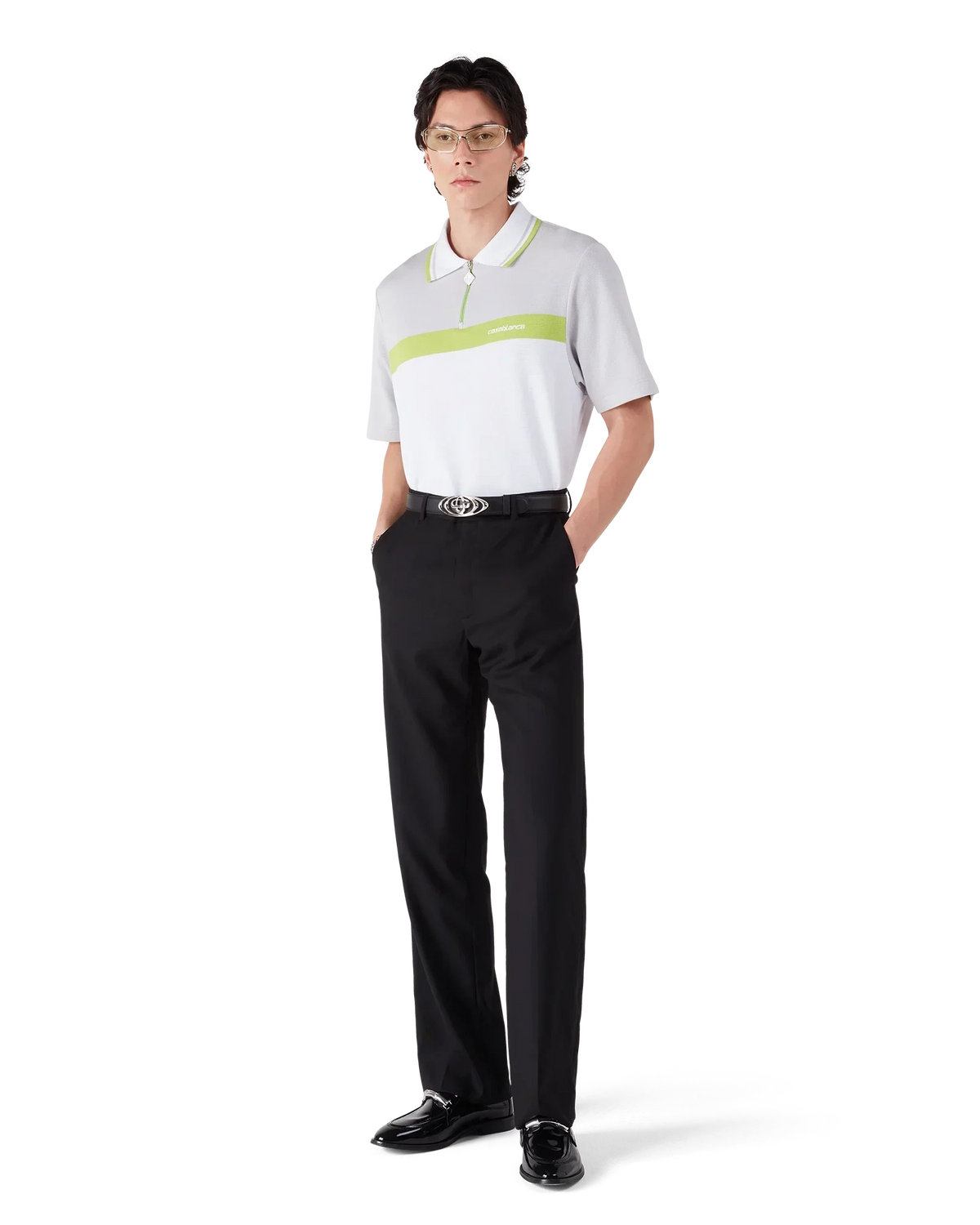 Grey Short Sleeve Polo Shirt | Casablanca Paris | Image 2