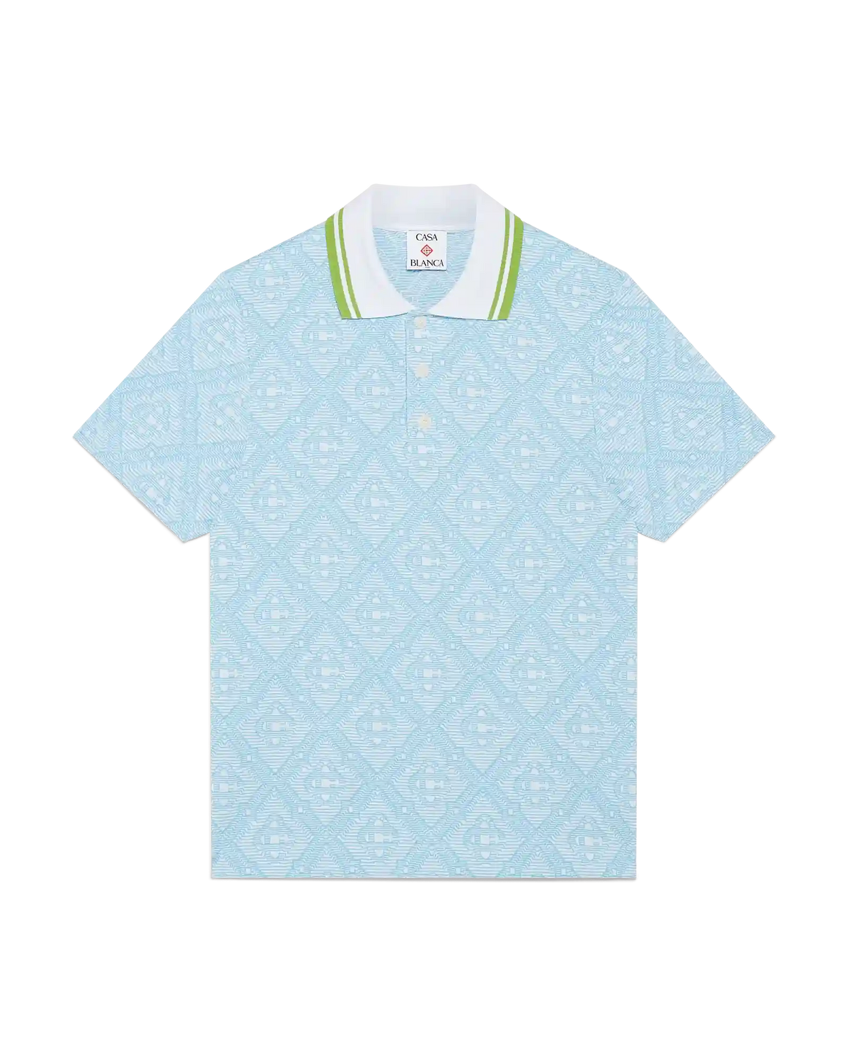 Pale Blue Jacquard Short Sleeve Jacquard Polo Shirt | Casablanca Paris | Image 1