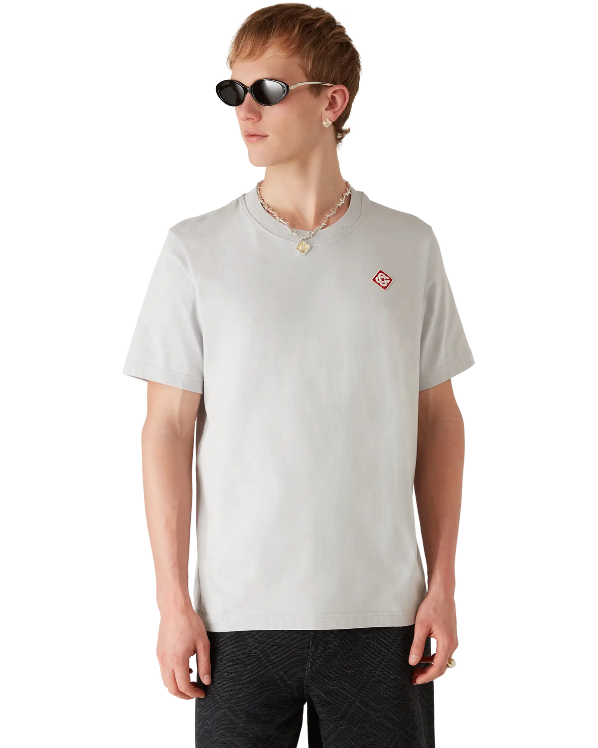 Grey Diamond Logo Short Sleeve T-Shirt | Casablanca Paris | Image 4