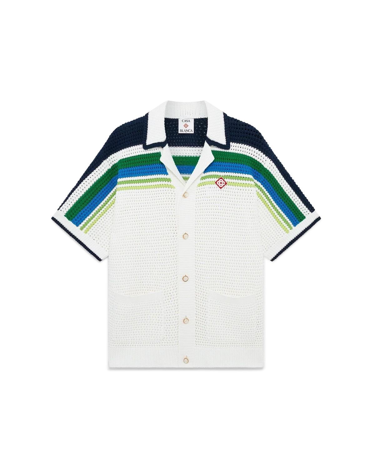 Stripe Short Sleeve Knitted Shirt | Casablanca Paris | Image 1