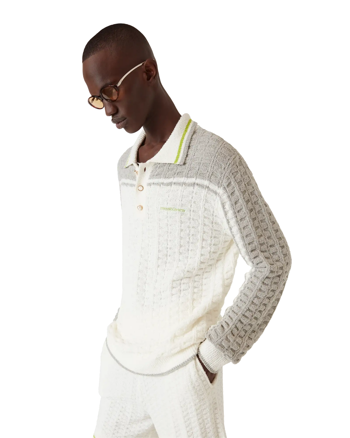 Tennis Boucle Long Sleeve Polo Shirt | Casablanca Paris | Image 4