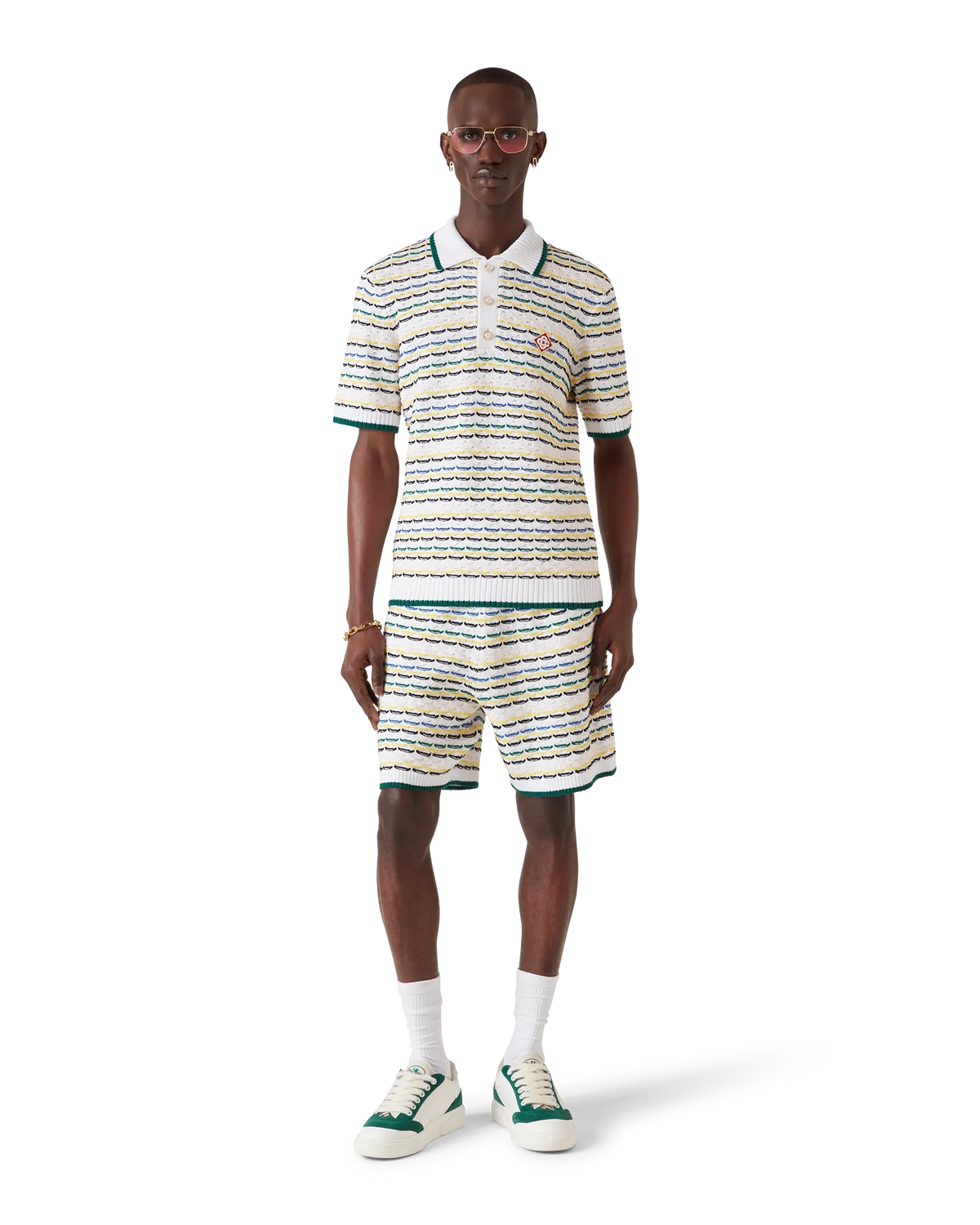 Tuck Stitch Short Sleeve Polo Shirt | Casablanca Paris | Image 2