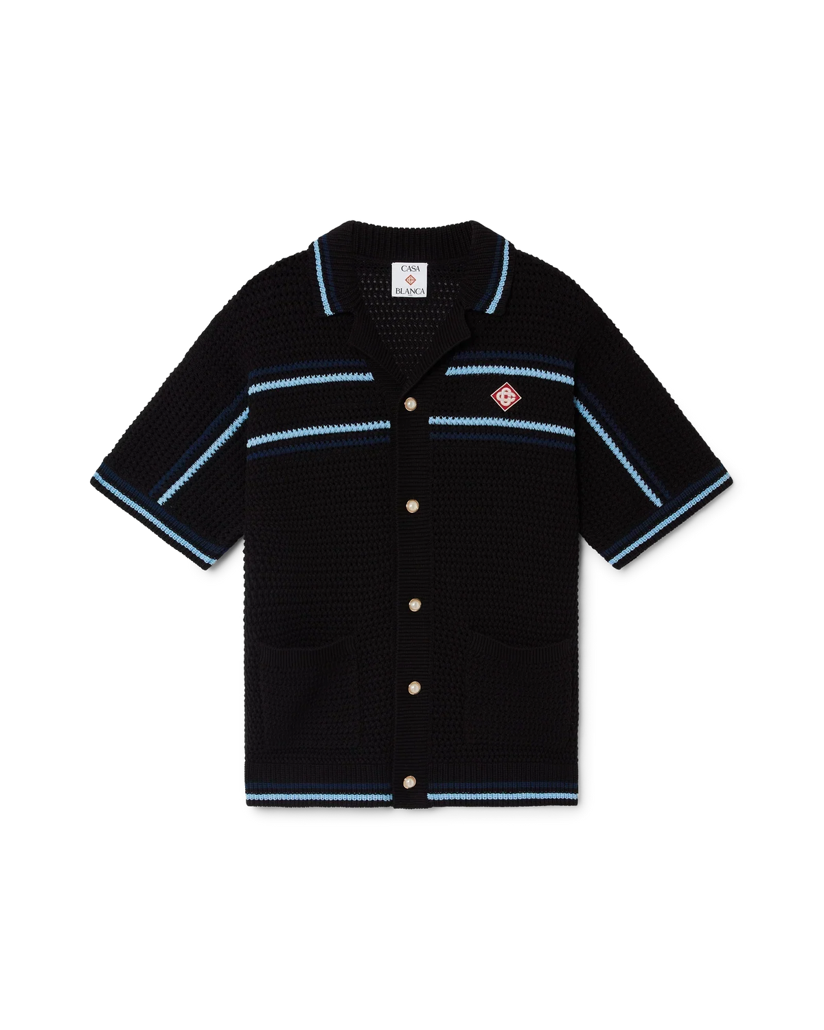 Tennis Cotton Crochet Short Sleeve Shirt | Casablanca Paris | Image 1