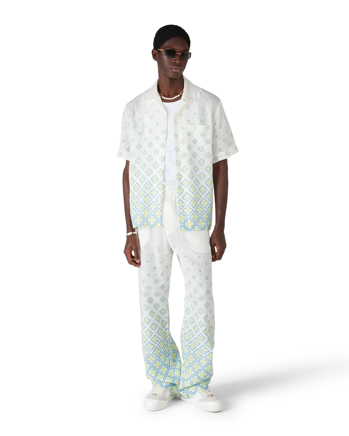 Degrade Monogram Short Sleeve Linen Shirt | Casablanca Paris | Image 2