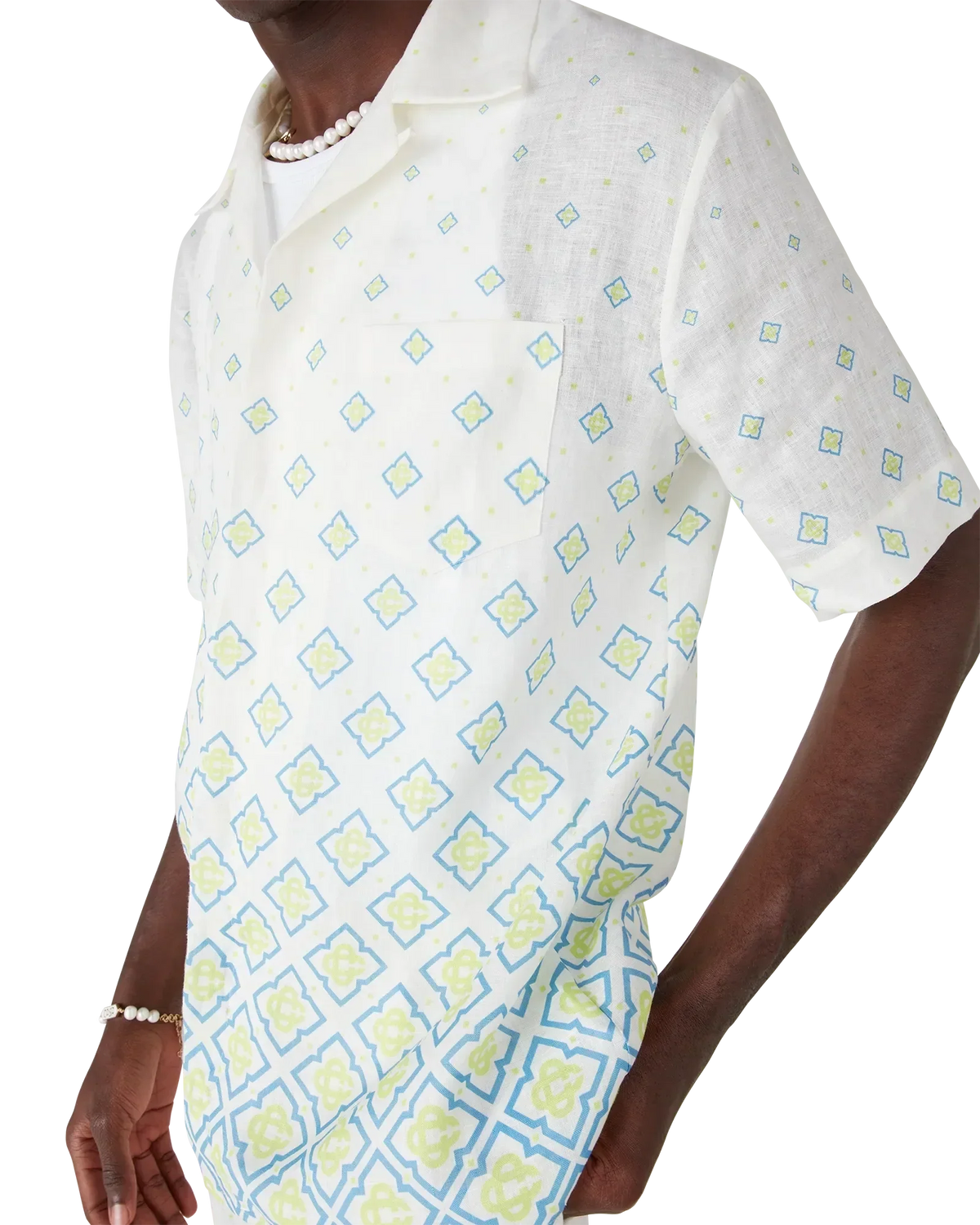 Degrade Monogram Short Sleeve Linen Shirt | Casablanca Paris | Image 5