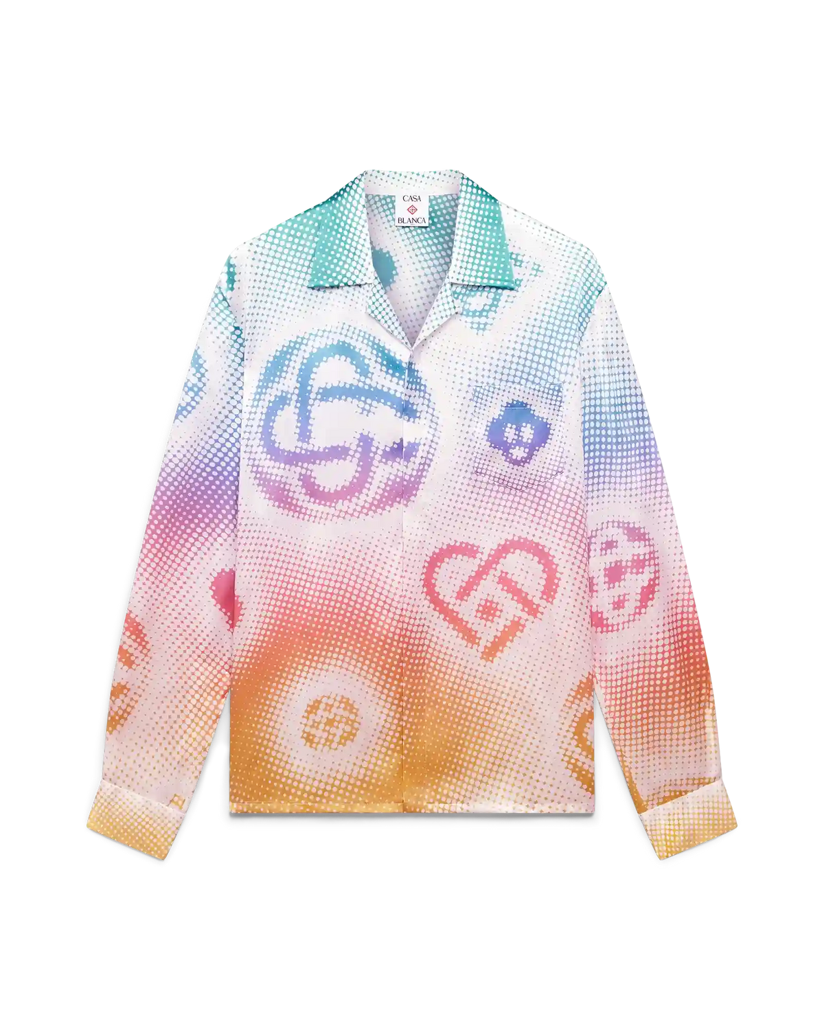 Halftone Logo Long Sleeve Silk Shirt | Casablanca Paris | Image 1
