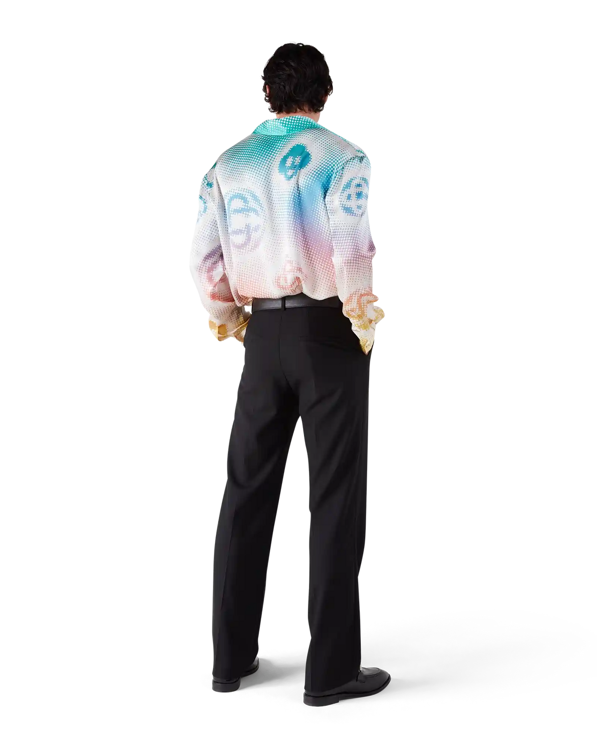 Halftone Logo Long Sleeve Silk Shirt | Casablanca Paris | Image 3