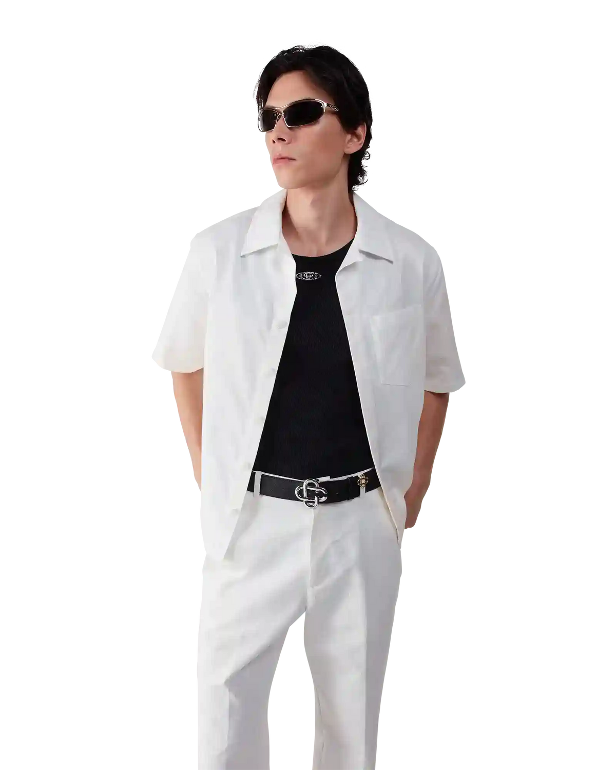 White Monogram Short Sleeve Shirt | Casablanca Paris | Image 4