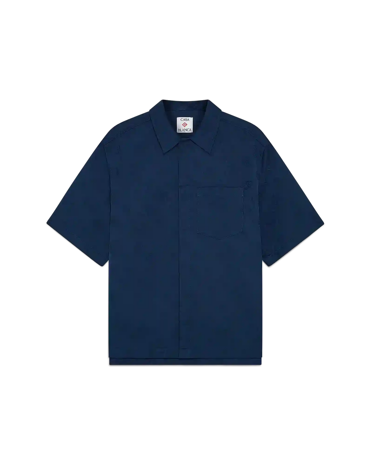 Navy Monogram Short Sleeve Shirt | Casablanca Paris | Image 1