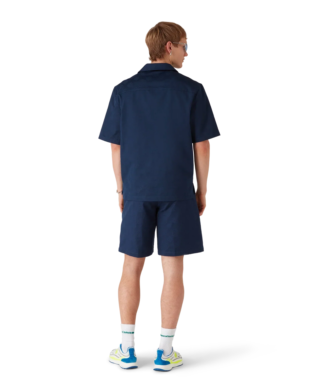 Navy Monogram Short Sleeve Shirt | Casablanca Paris | Image 3