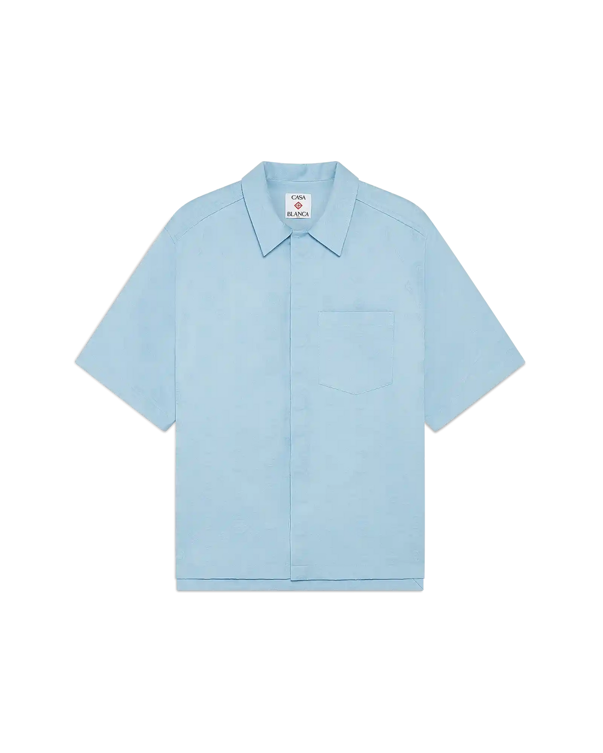 Light Blue Monogram Short Sleeve Shirt | Casablanca Paris | Image 1