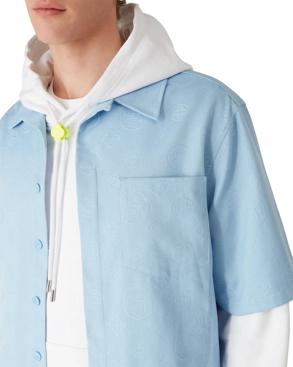 Light Blue Monogram Short Sleeve Shirt | Casablanca Paris | Image 5