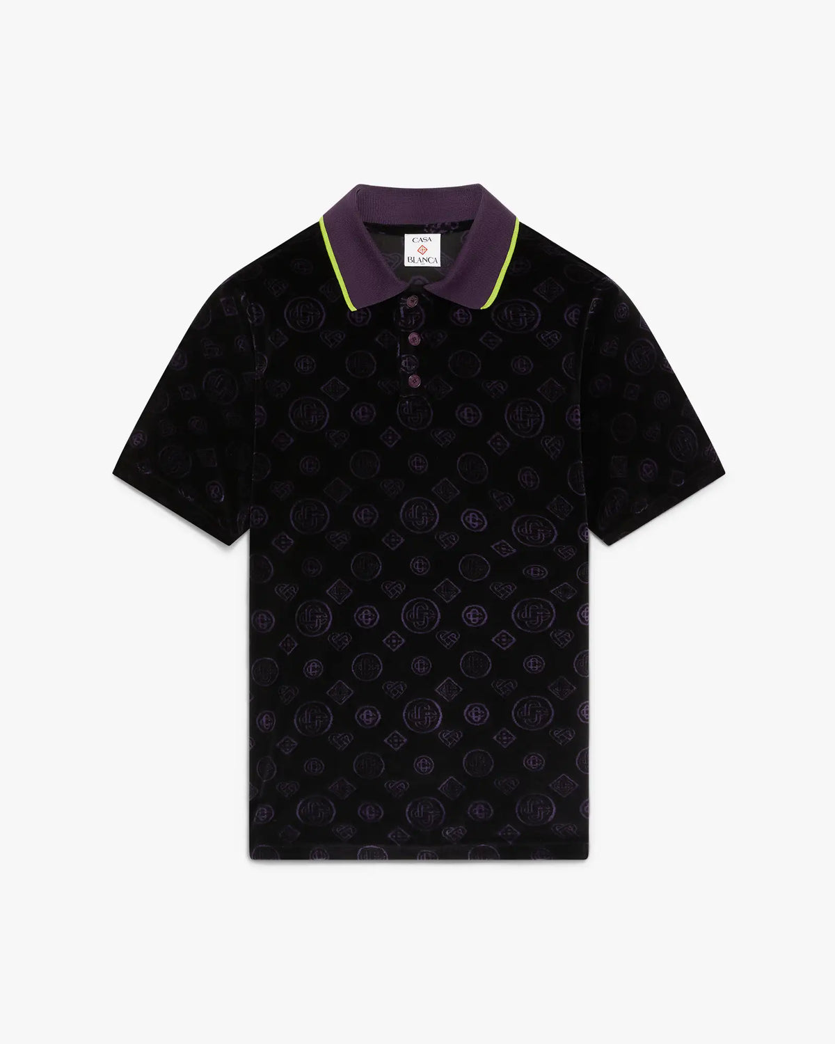 Purple Monogram Velour Polo Shirt | Casablanca Paris | Image 1