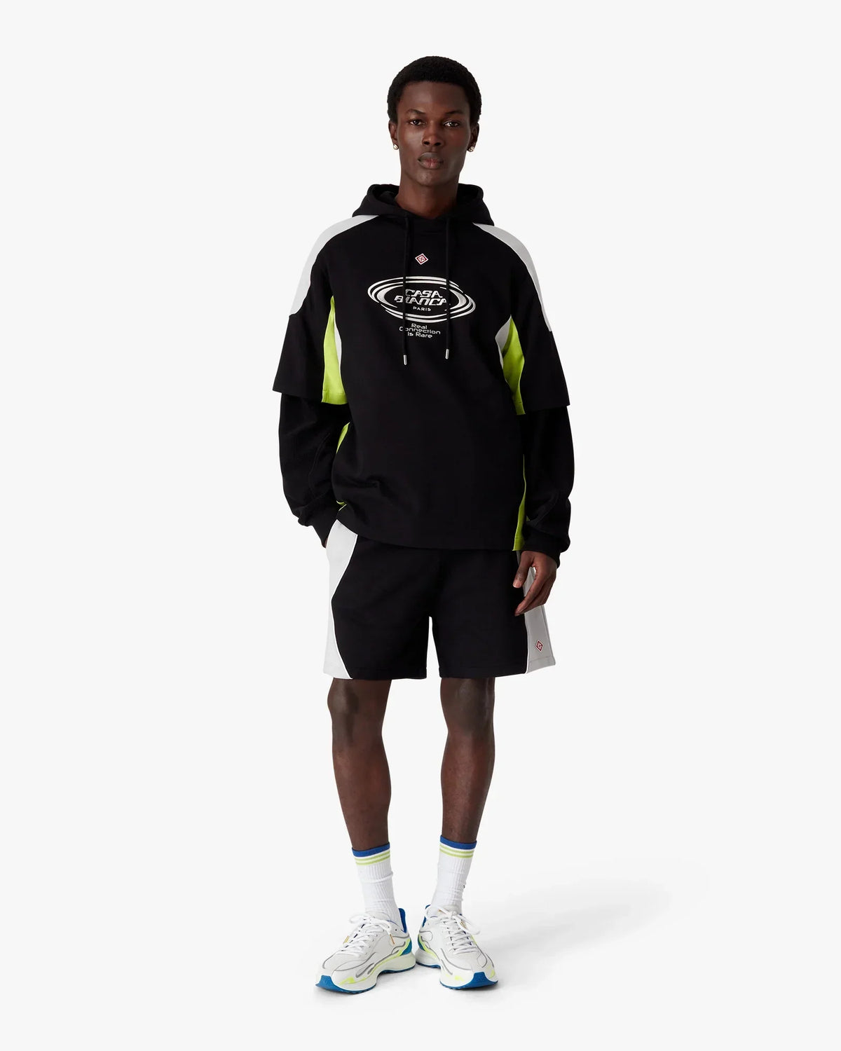 Black & Grey Colourblock Sweatshorts | Casablanca Paris | Image 3