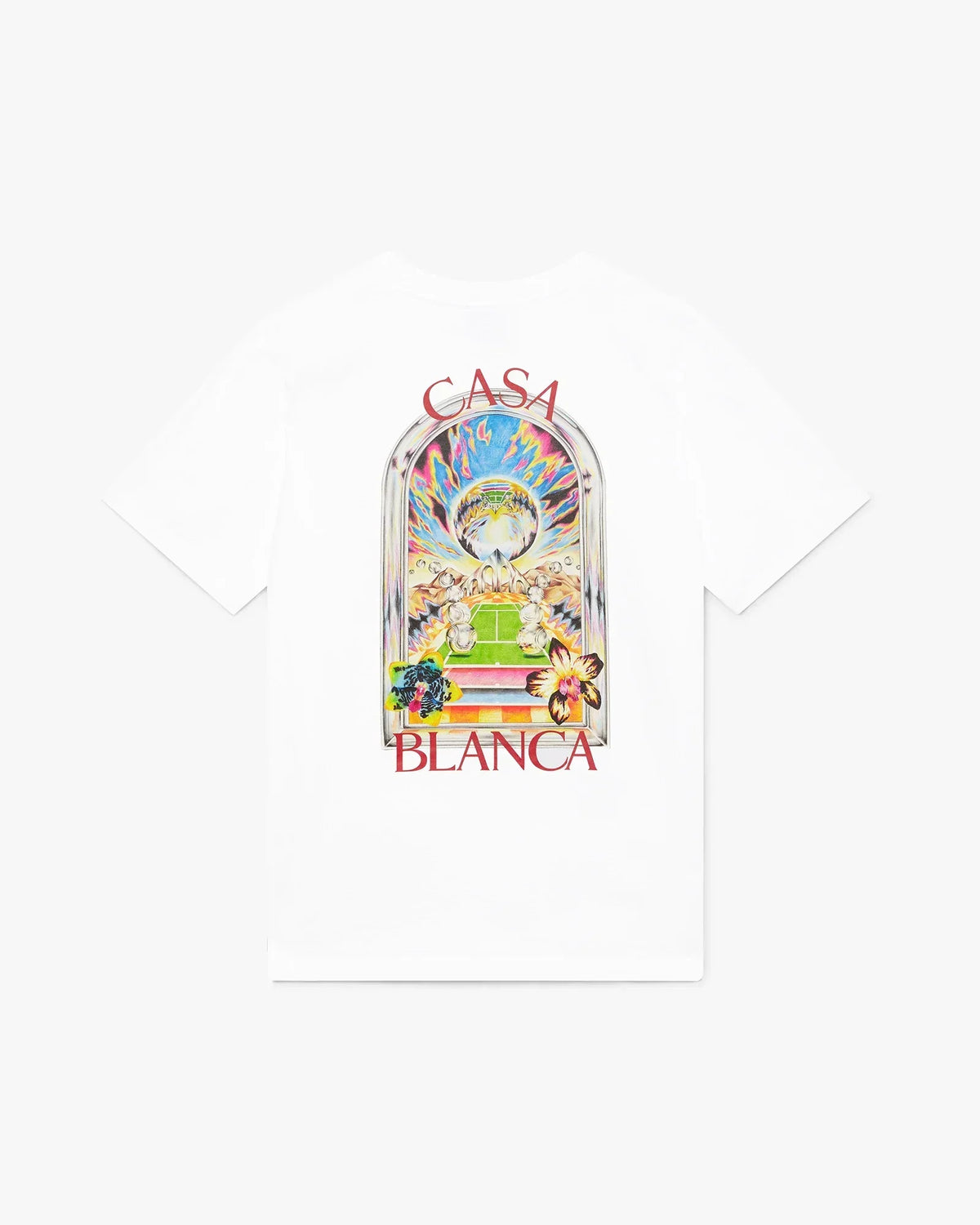 White Tennis Landscape Short Sleeve T-Shirt | Casablanca Paris | Image 1