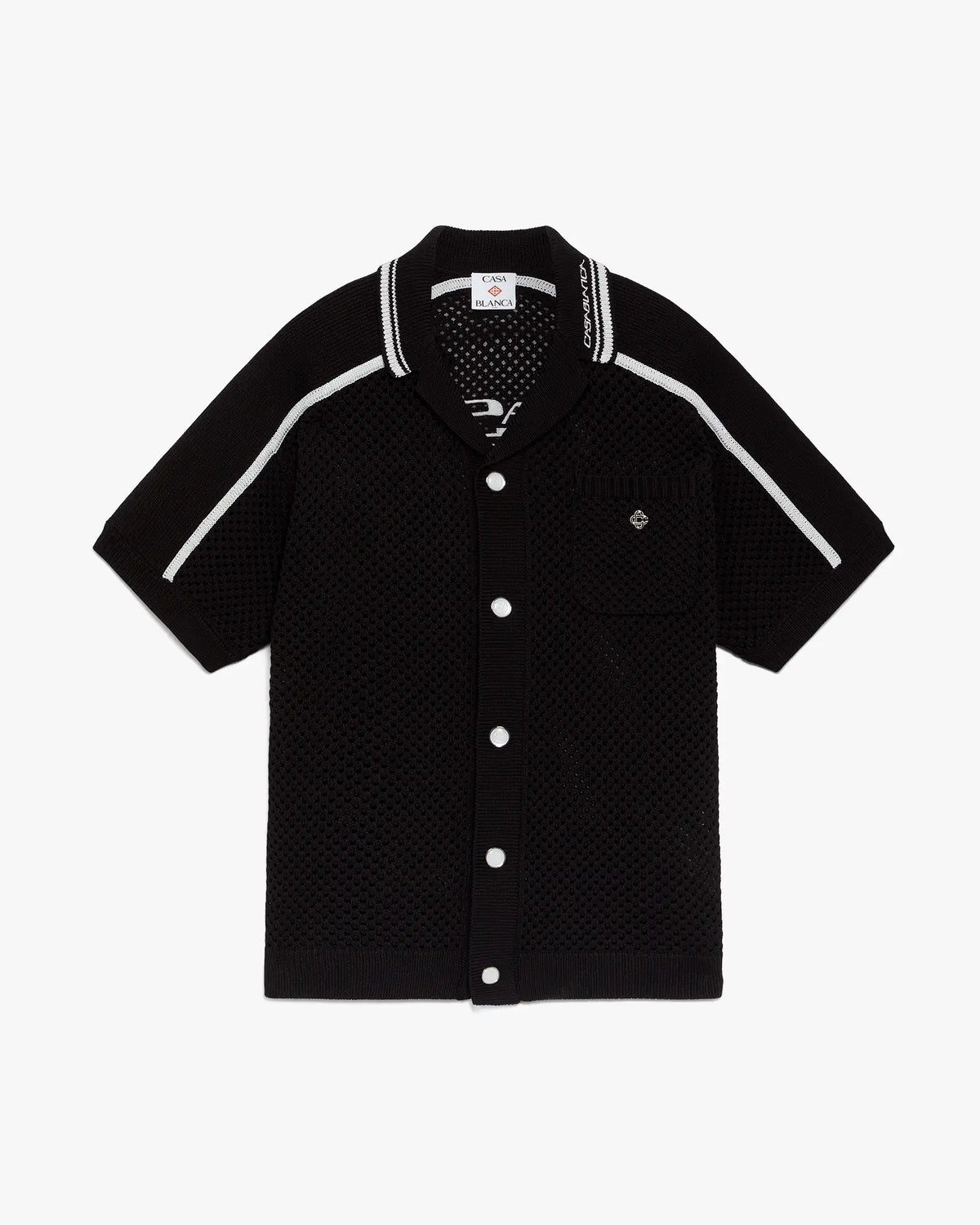 Black Short Sleeve Mesh Shirt | Casablanca Paris | Image 1
