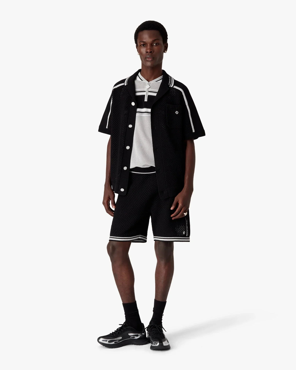 Black Short Sleeve Mesh Shirt | Casablanca Paris | Image 2