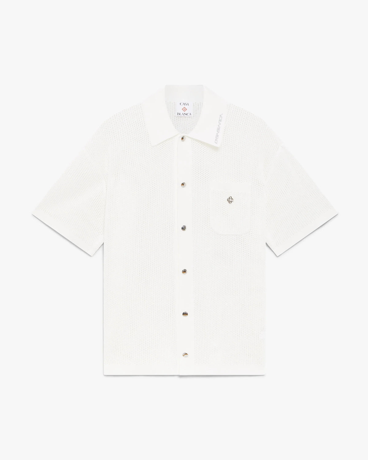 White Short Sleeve Mesh Shirt | Casablanca Paris | Image 1