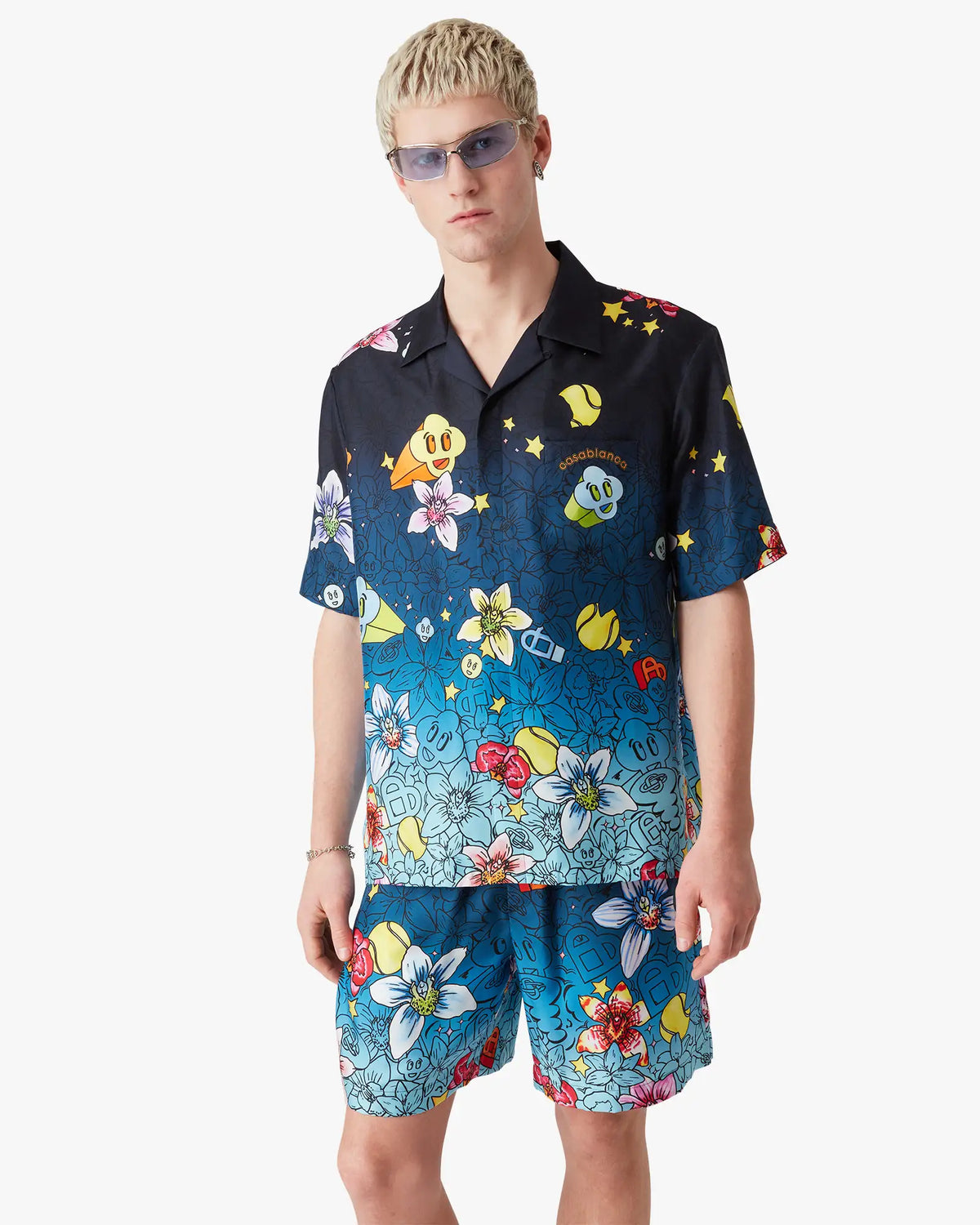 Collage D'Icones Graphiques Short Sleeve Silk Shirt | Casablanca Paris | Image 4