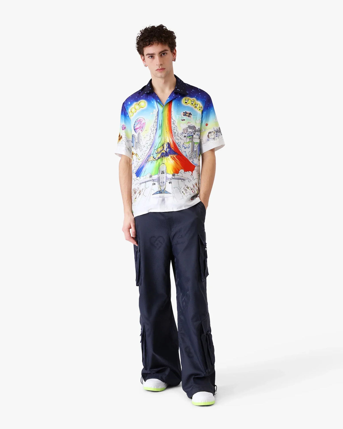 Solid Grooves Short Sleeve Silk Shirt | Casablanca Paris | Image 2