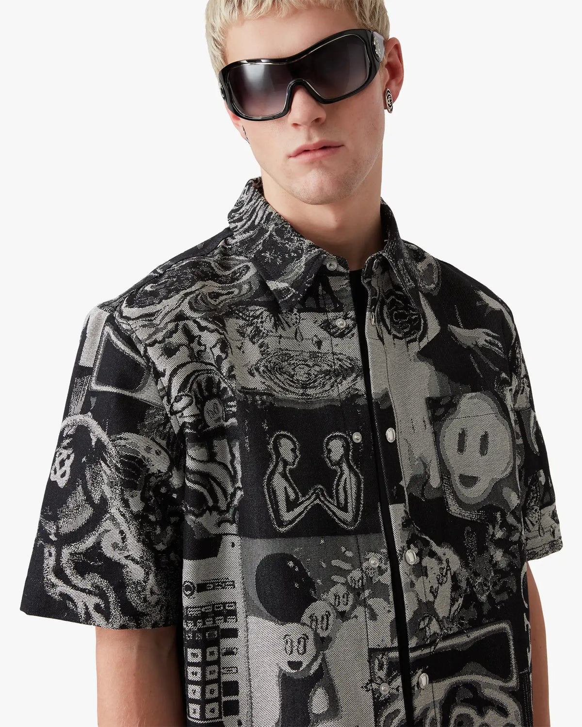 Rave Collage Short Sleeve Denim Shirt | Casablanca Paris | Image 5