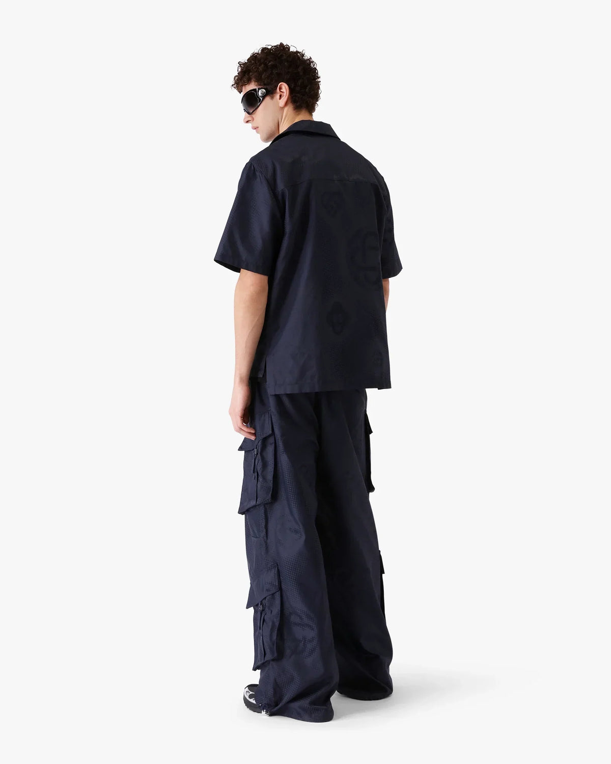 Navy Half Tone Monogram Short Sleeve Shirt | Casablanca Paris | Image 3