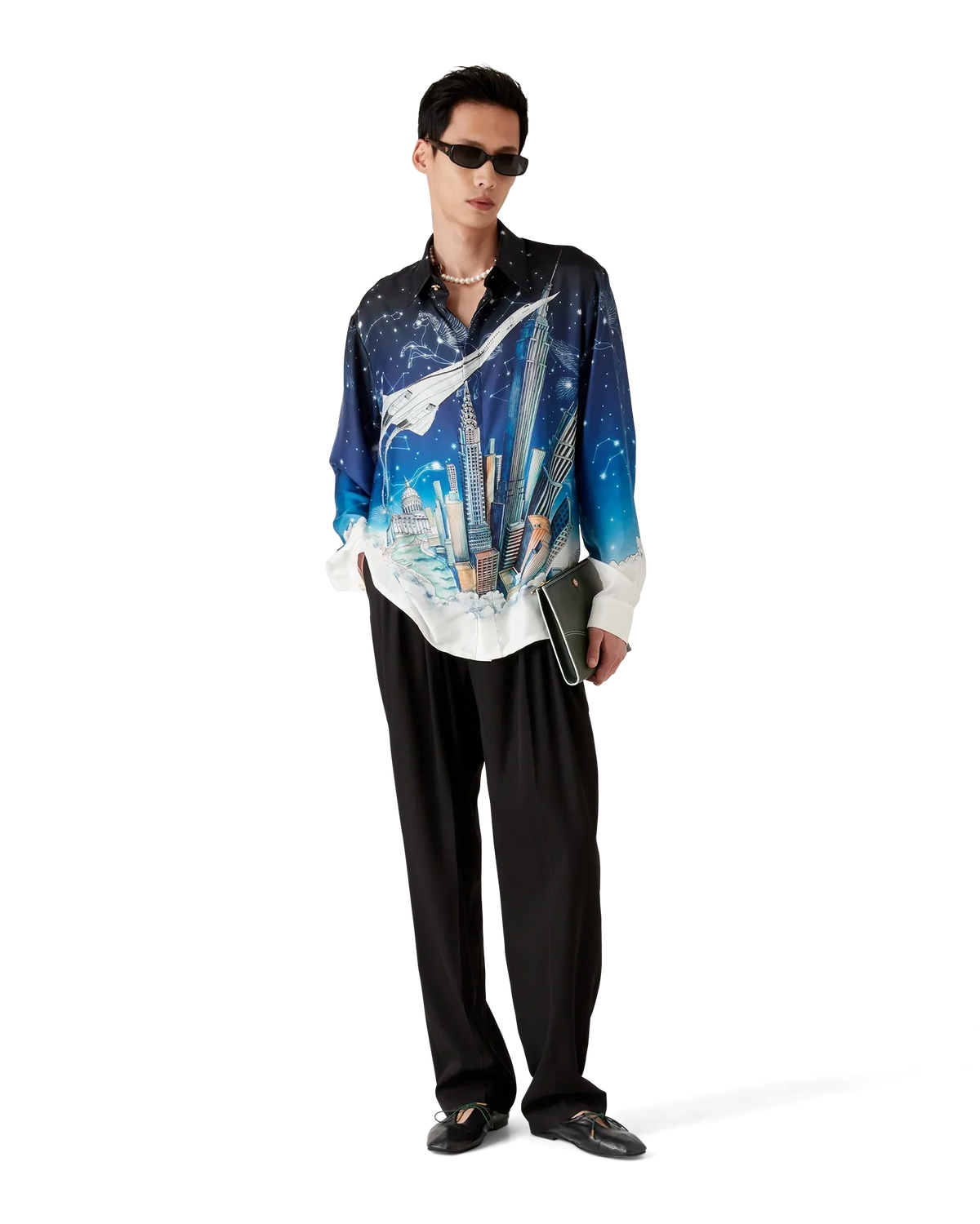 Vol De Nuit Long Sleeve Silk Shirt | Casablanca Paris | Image 2