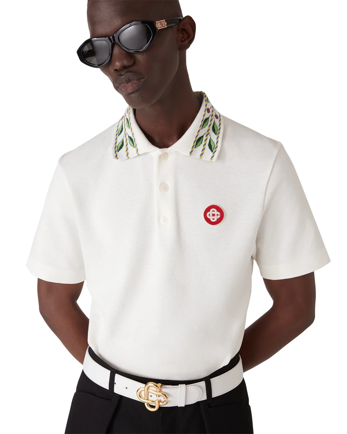 Laurel Pique Short Sleeve Polo Shirt | Casablanca Paris | Image 4