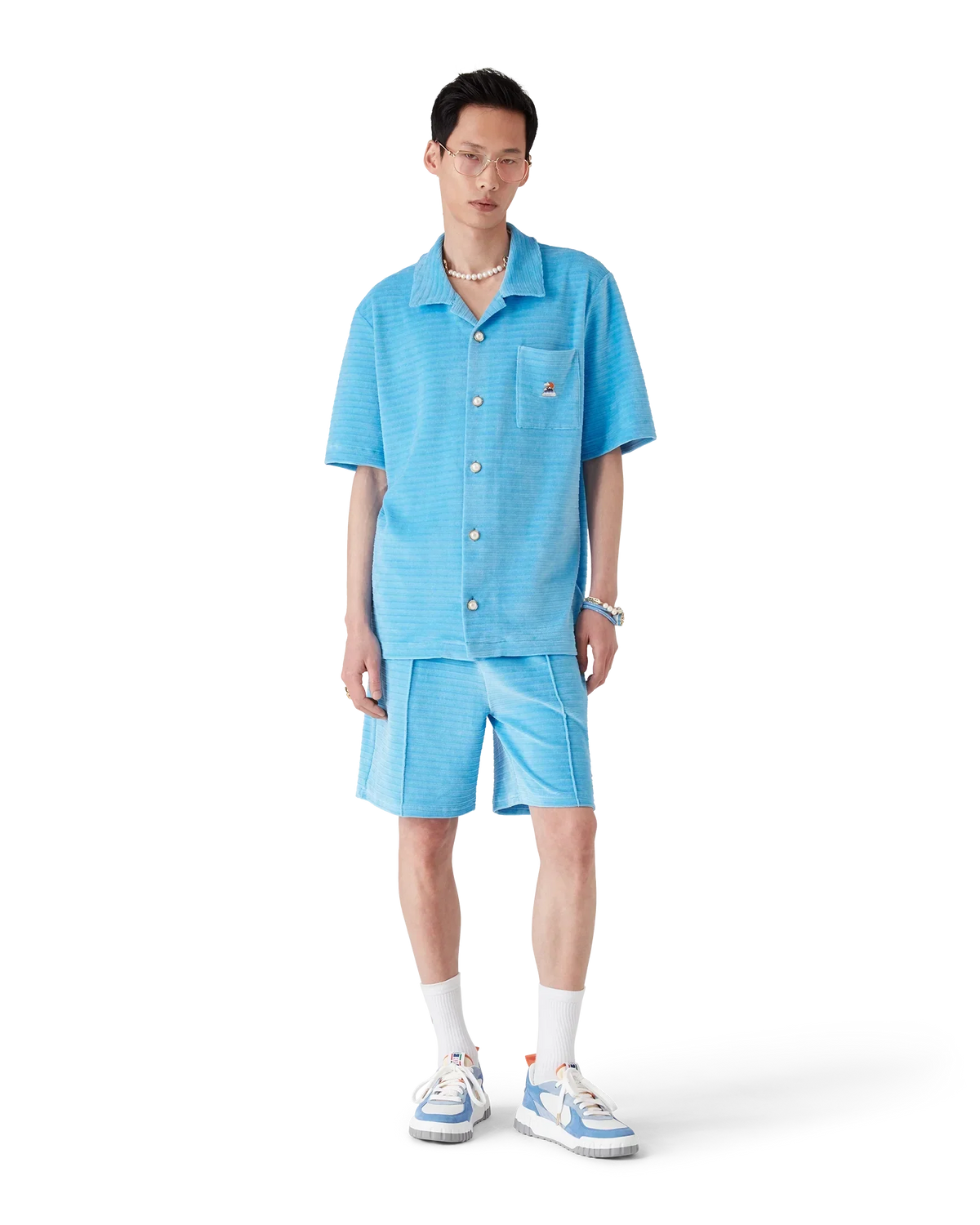 Velour Short Sleeve Stripe Shirt | Casablanca Paris | Image 2
