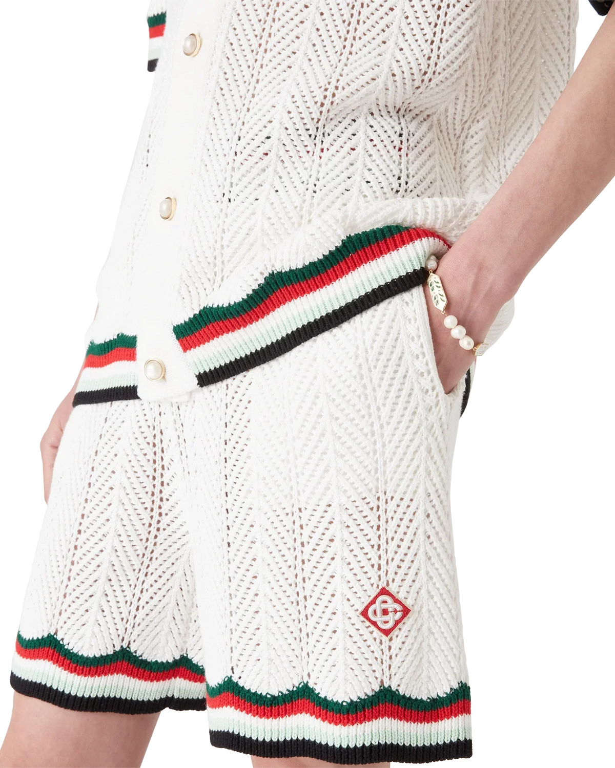 Cotton Chevron Crochet Shorts | Casablanca Paris | Image 4