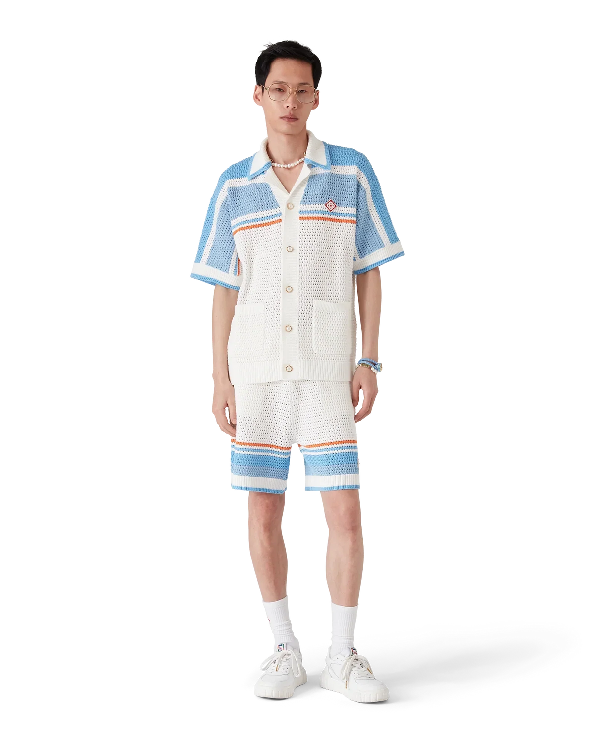 Cotton Tennis Short Sleeve Crochet Shirt | Casablanca Paris | Image 2