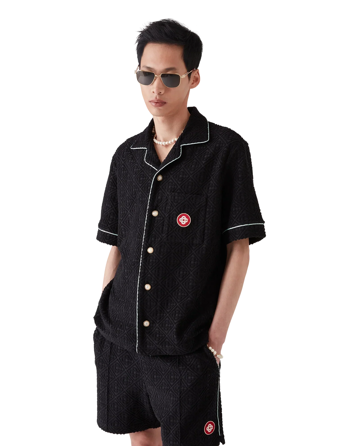 Monogram Jacquard Short Sleeve Towelling Shirt | Casablanca Paris | Image 4