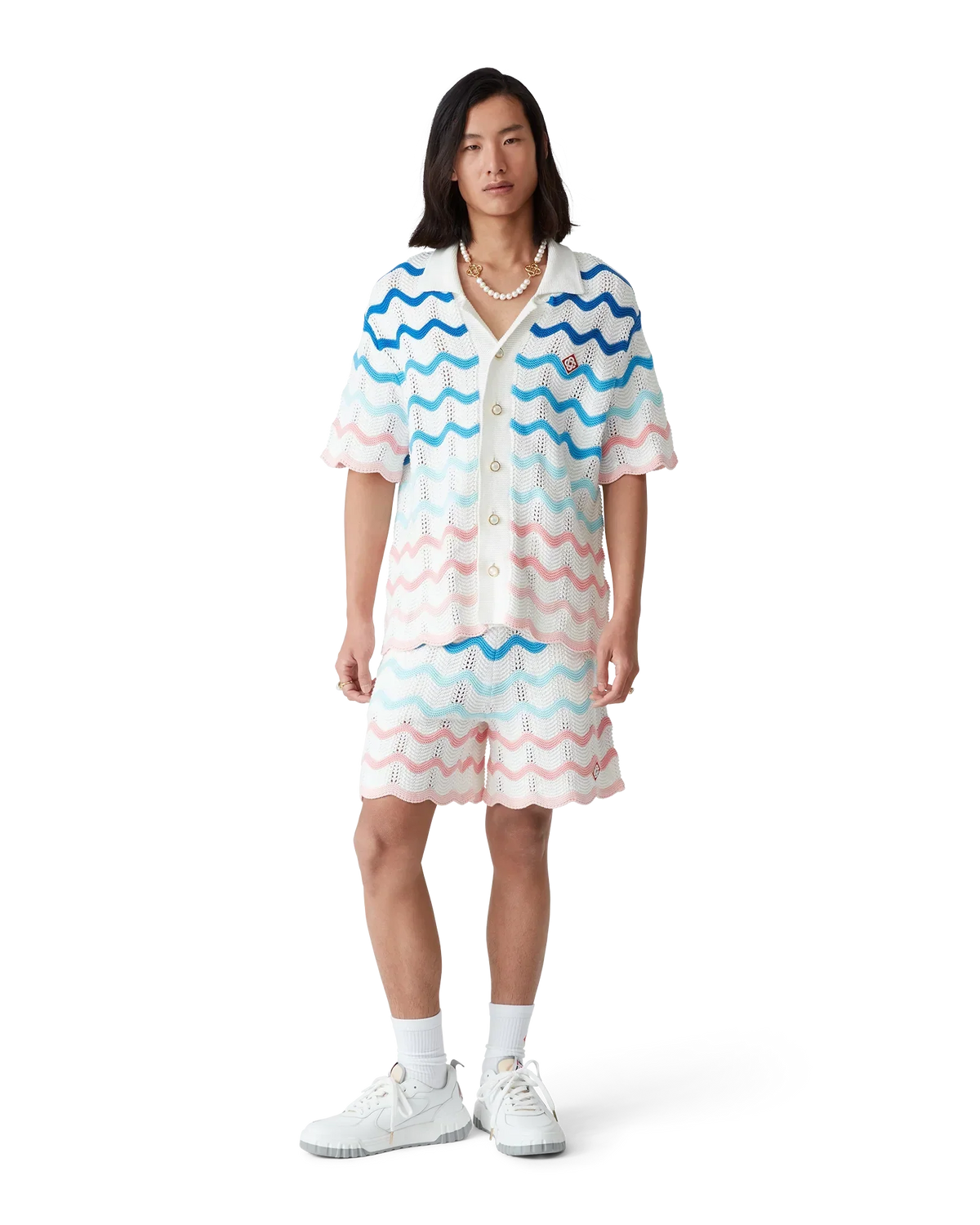 Gradient Wave Short Sleeve Crochet Shirt | Casablanca Paris | Image 2