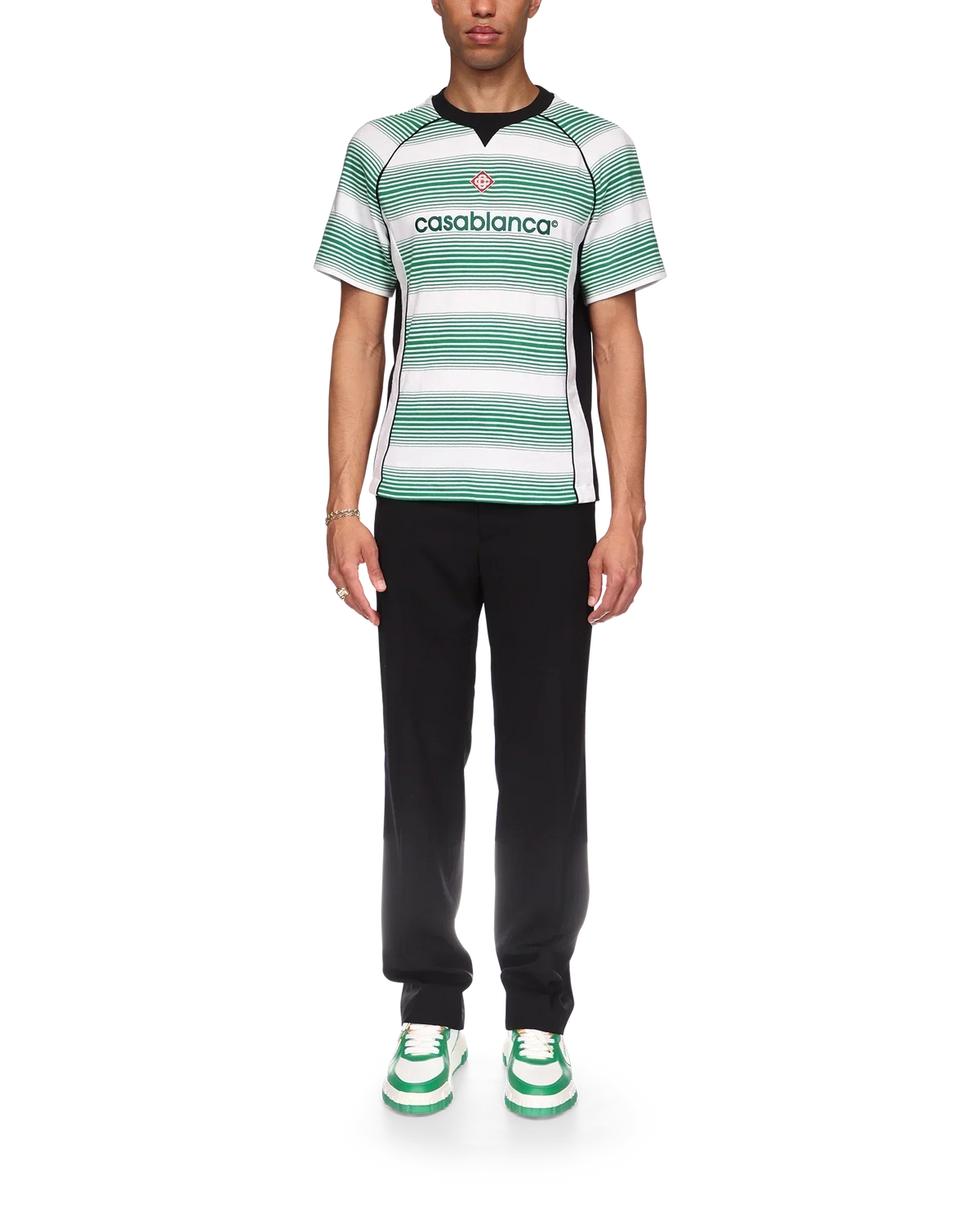 Gradient Stripe Panelled Short Sleeve T-Shirt | Casablanca Paris | Image 2