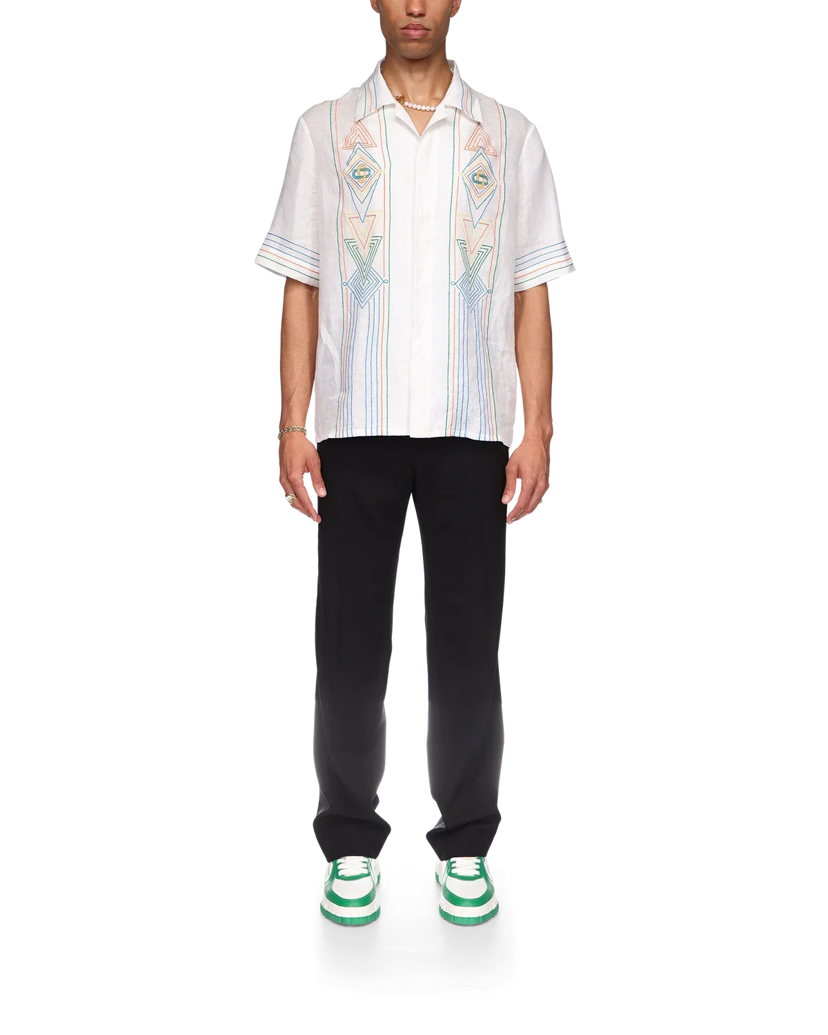 Le Fil De La Musique Short Sleeve Linen Shirt | Casablanca Paris | Image 2