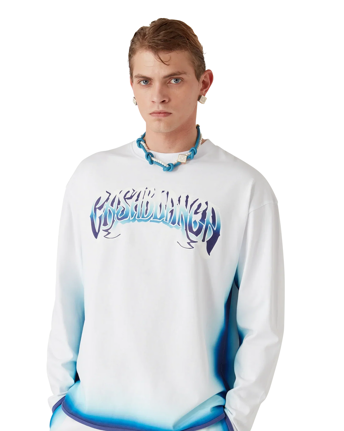 Blue Fade Long Sleeve T-Shirt | Casablanca Paris | Image 4