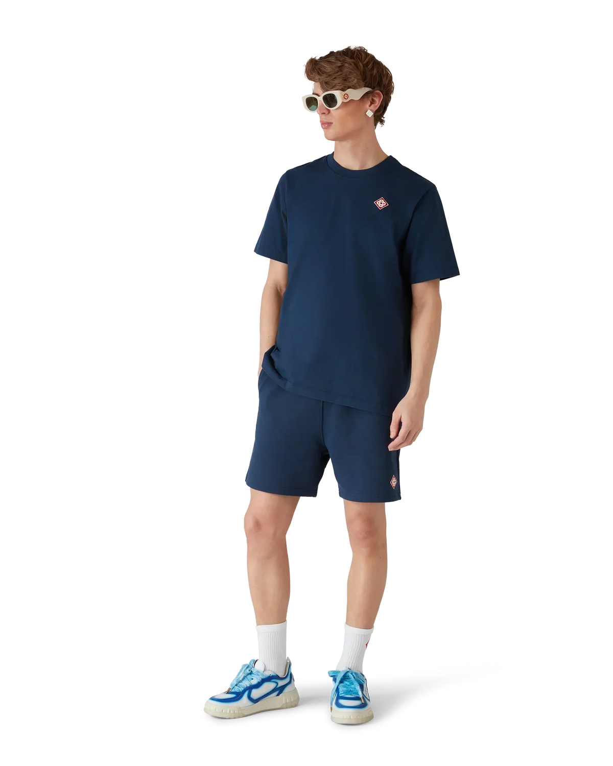 Navy Diamond Logo Short Sleeve T-Shirt | Casablanca Paris | Image 4