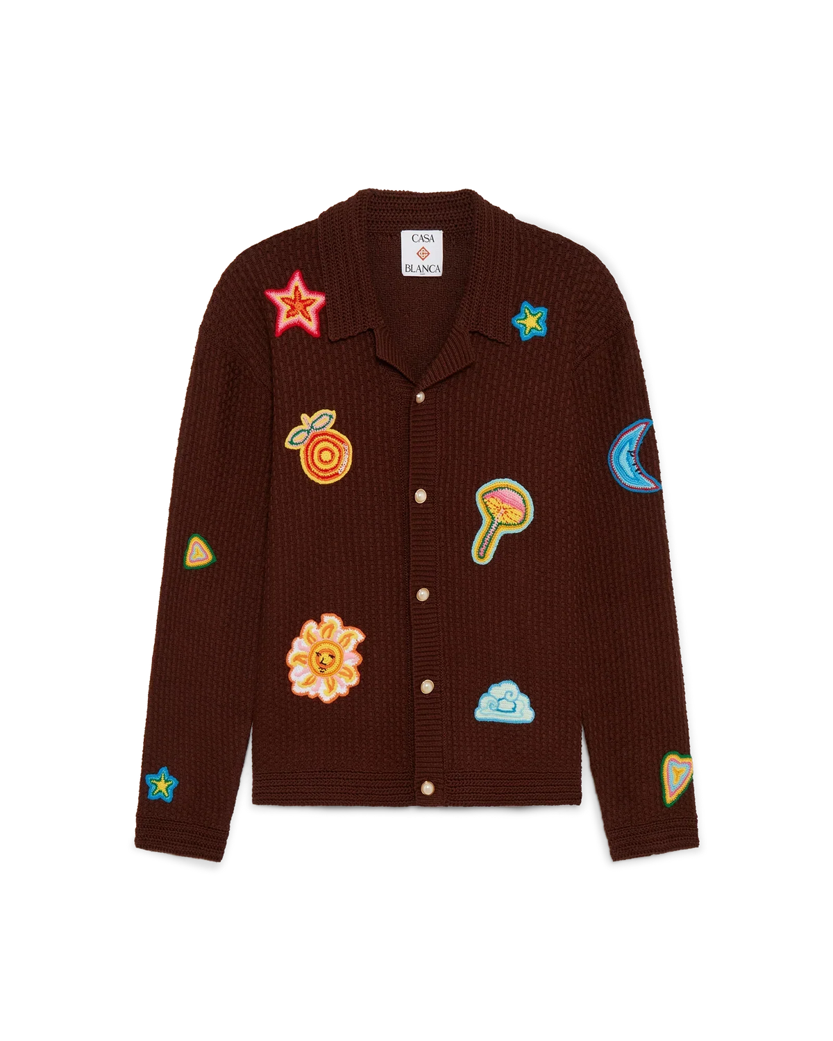 Motif Long Sleeve Crochet Shirt | Casablanca Paris | Image 1