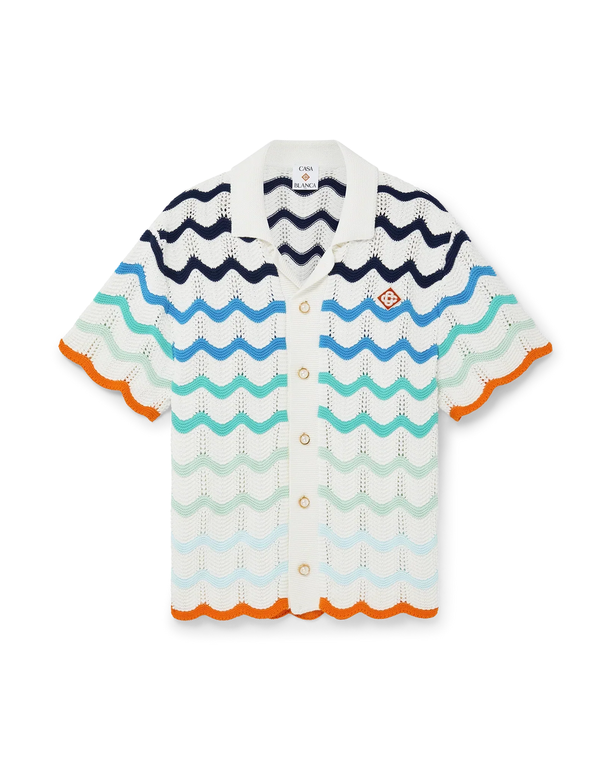 Gradient Wave Short Sleeve Crochet Shirt | Casablanca Paris | Image 1