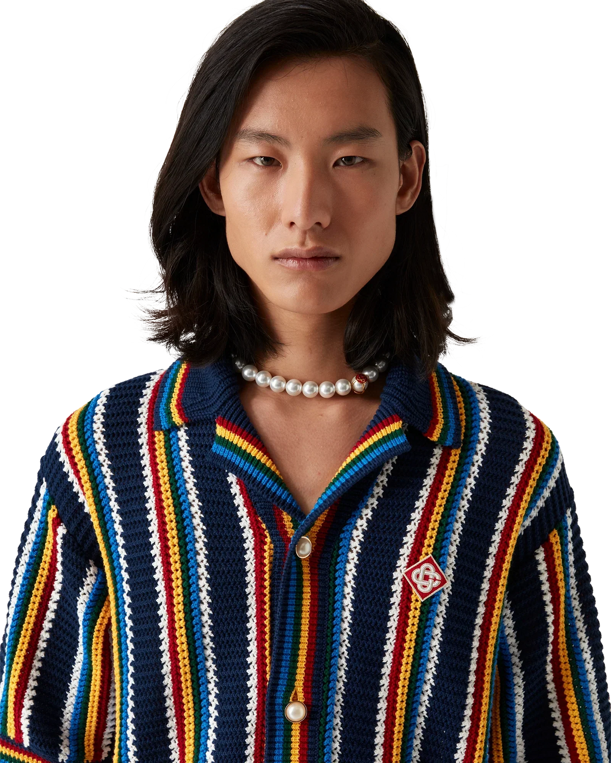 Crochet Short Sleeve Stripe Shirt | Casablanca Paris | Image 5